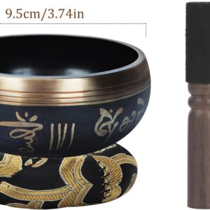 Campana tibetana de 9 cm con un percutor y un cojín. Fácil de tocar, hecho a mano en Nepal para meditar y relajarse